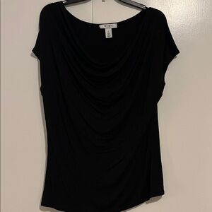 White House Black Market Elegant Black Draped Blouse